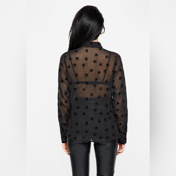 Disturbia Bones Flocked Chiffon Button Up Blouse US 6 / UK 10 - Picture 4 of 8